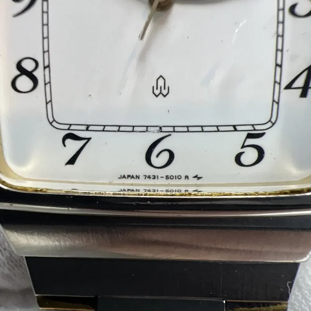 Vintage Seiko Men's Tank Watch 7431-5010 Two Tone Band 2 Jewels TESTED - READ